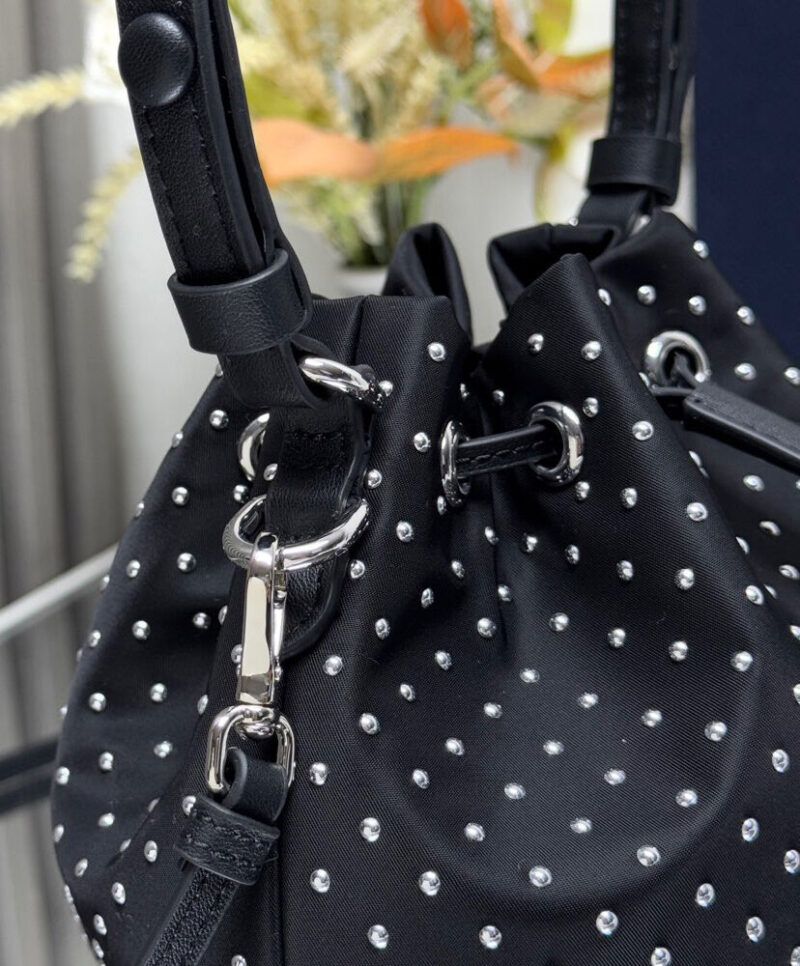 Prada Re-Nylon Mini-bag With Studs 1BE067 Black
